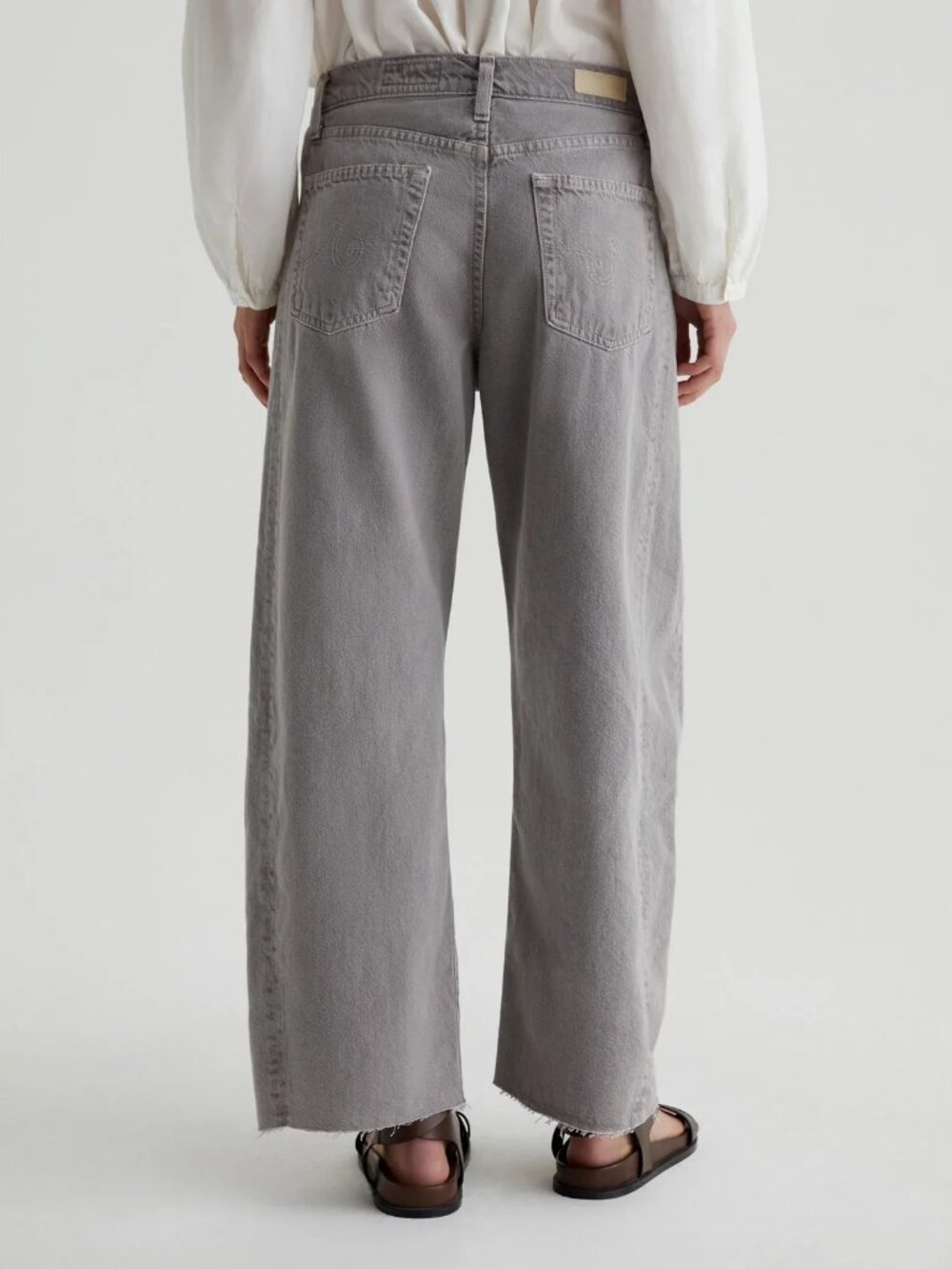AG Hattie Crop High Rise Barrel Jeans Sulfur Pebble Grey Size 30 NWT